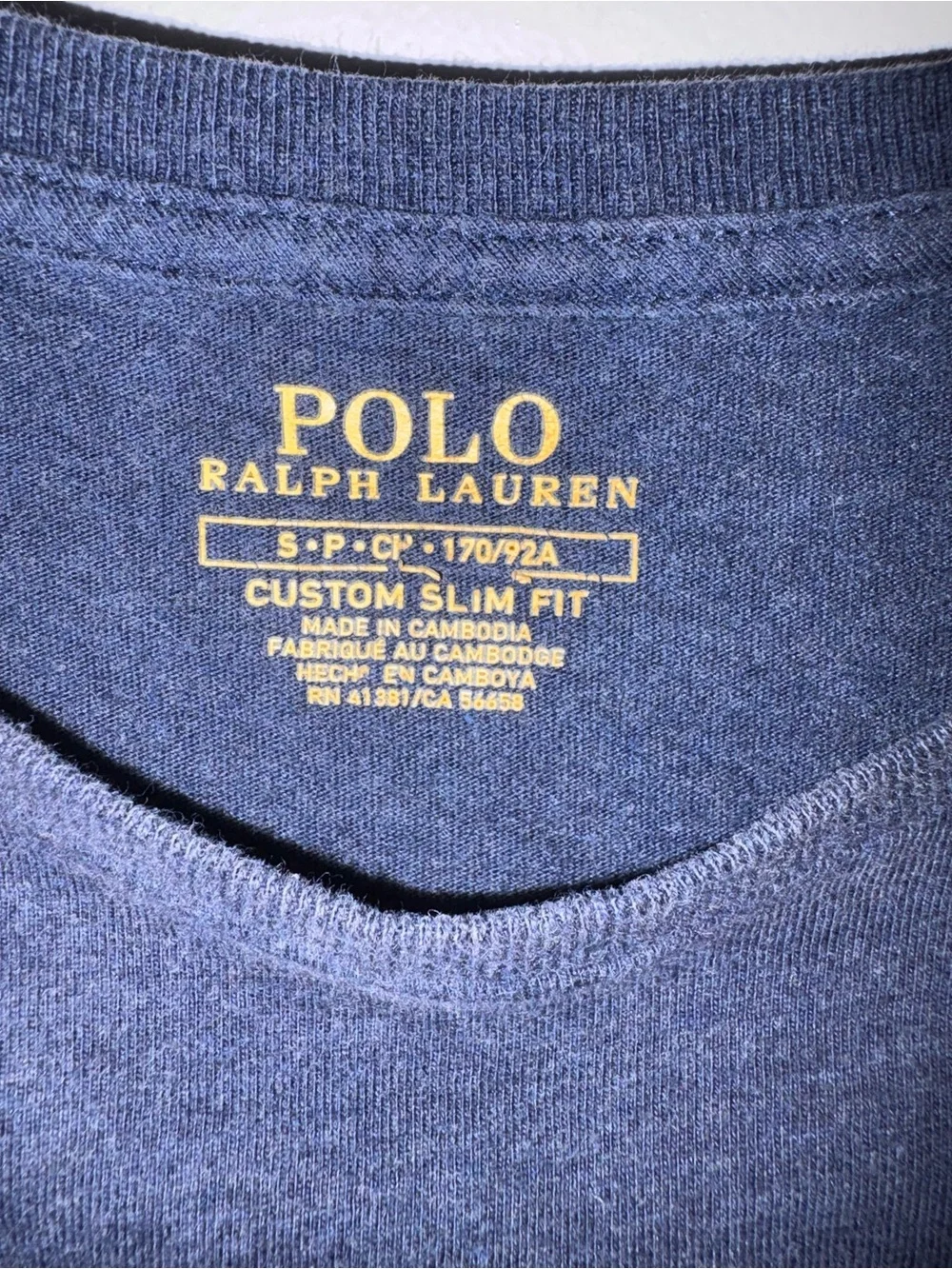 Polo by Ralph Lauren Men’s Navy Tee with  Logo Print. Size Small.